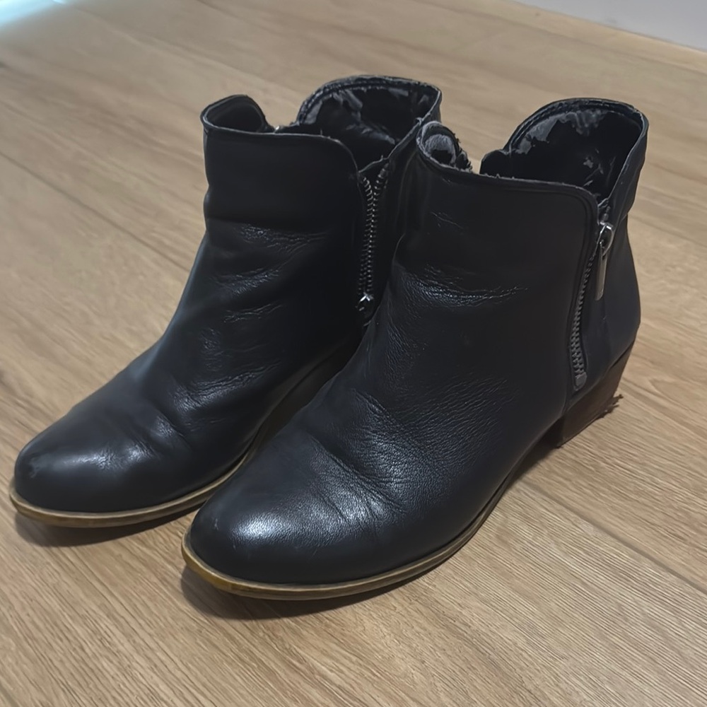 Black Leather Ankle Boots